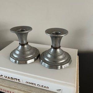 SOLD-Pewter candlestick holders (2)